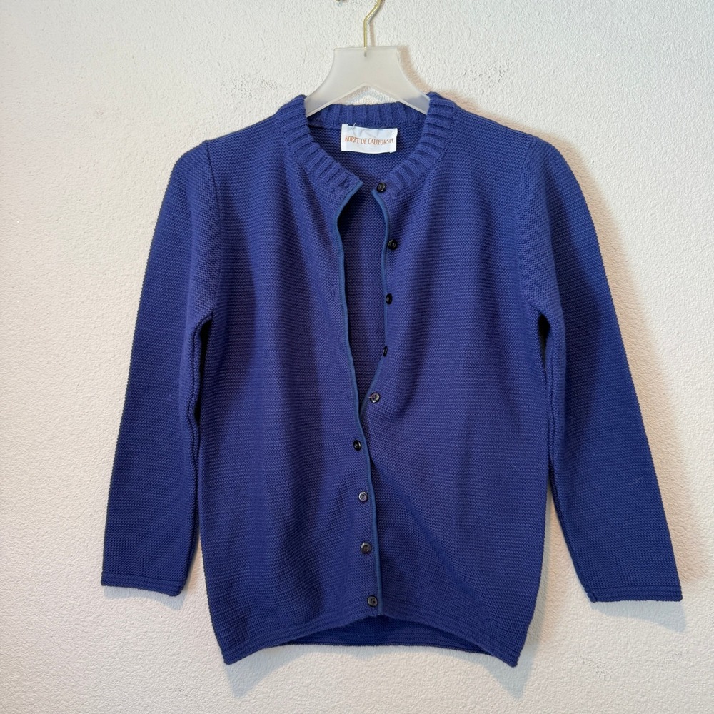 Vintage Koret of California Royal Blue Textured Knit Button Up Cardigan Sweater